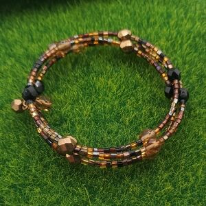 1990 Y2k Root Beer Crystal Beaded Wrap Bracelet B3030